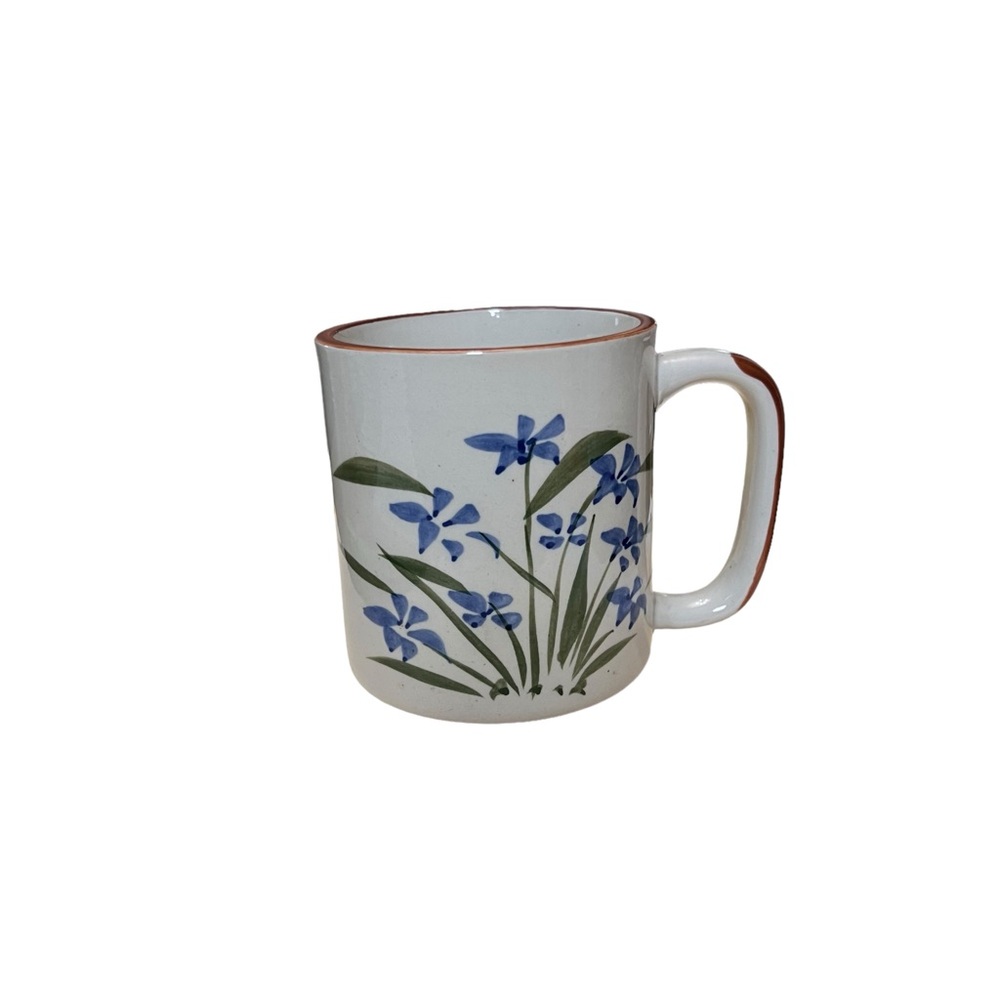 Vintage Chikiang Stoneware Mug, Blue Flowers - China